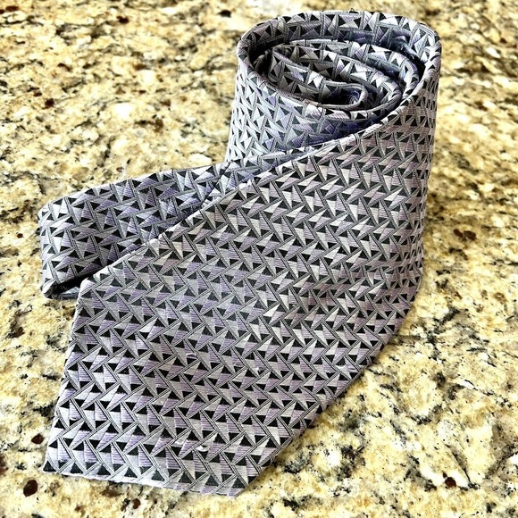 Umberto Frasi Neck Tie Purple Black Silver Geometric Triangle Designer Classic - Picture 1 of 8